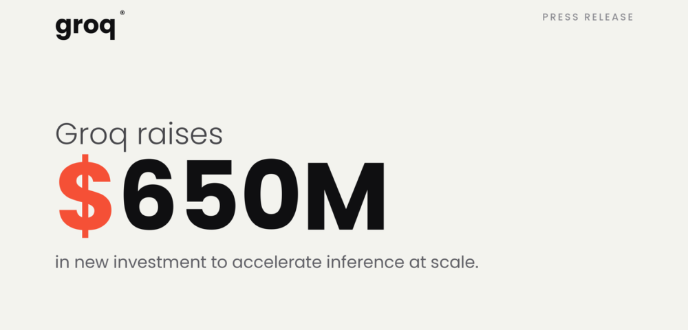 Article Image - Best AI Tools Groq press release banner announcing $650M funding to accelerate inference at scale.