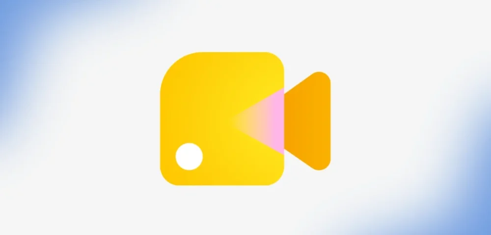 Article Image - Best AI Tools Yellow rounded-square video camera icon with a pink triangle play symbol on a light blue gradient background, indicating video playback