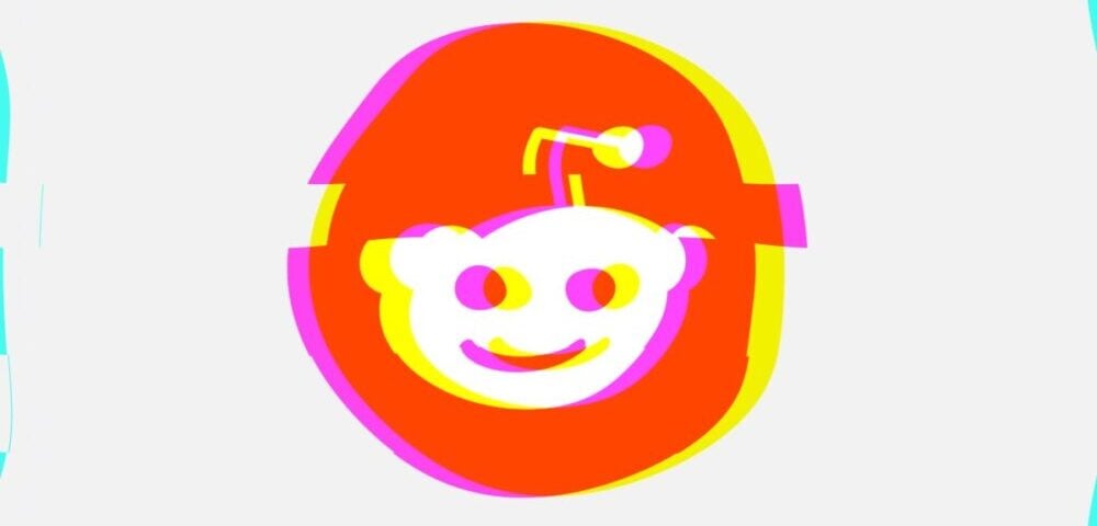 Article Image - Best AI Tools Reddit logo with RGB glitch effect in pink, yellow, and cyan on a light gray background.