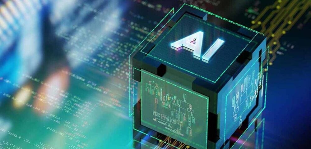 Article Image - Best AI Tools 3D cube with 'AI' on top, glowing circuitry panels, symbolizing artificial intelligence technology.