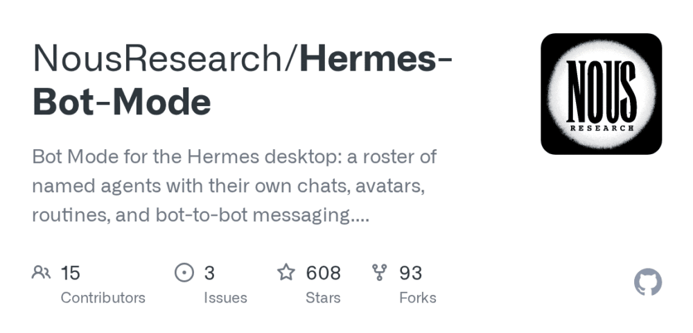 Nous Research ships Bot Mode for Hermes Agent, enabling multi-agent collaboration out of the box