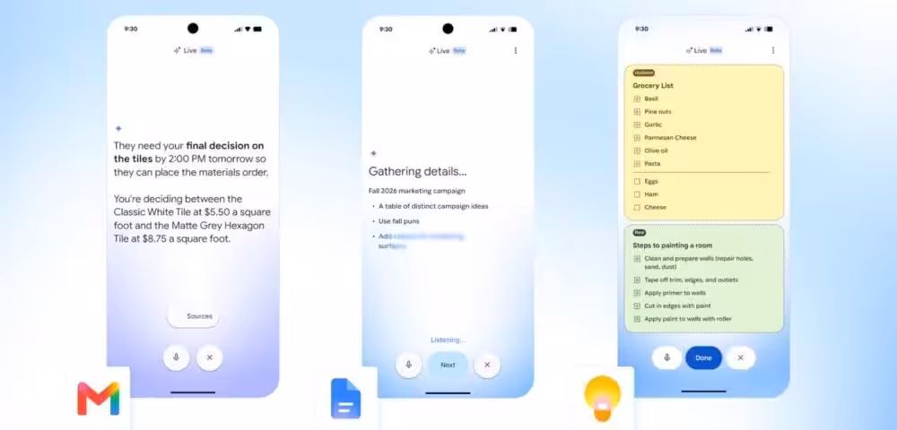 Google takes Gemini Live to Gmail, Docs, and Keep